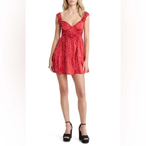 For Love And Lemons Dresses & Skirts - FOR LOVE & LEMONS WILLA MINI DRESS IN RED